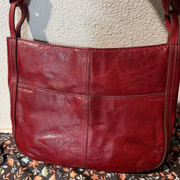 Vintage RARE Frye Red Studded Whipstitch Leather Shoulder Crossbody NWOT - Picture 2 of 15